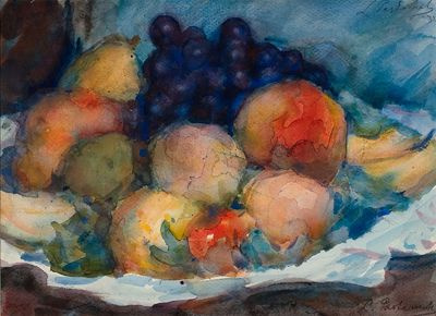Леонид Осипович Пастернак. Still life with peaches and black grapes