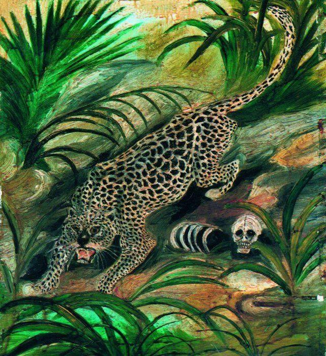 Антонио Лигабуэ. Леопард с черепом