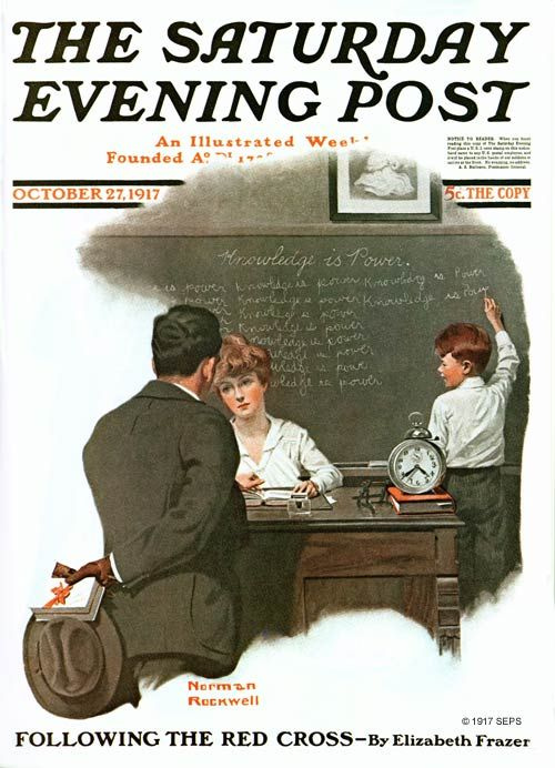 Норман Роквелл. "Знания - это сила". Обложка журнала "The Saturday Evening Post" (27 октября 1917 года)