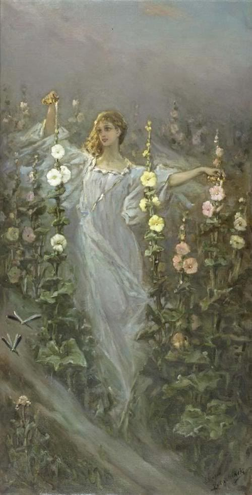 Вильгельм Александрович Котарбинский. Девушка среди мальв (Фея цветов; Роса)
