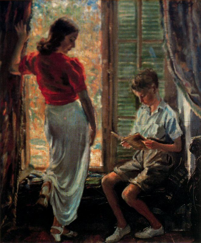 Джордж Оуэн Винн Апперлей. Женщина с ребенком у окна