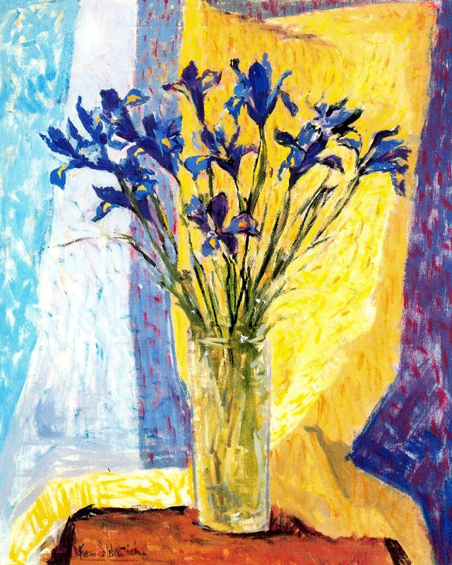 Франсиско Себастьян. Синие цветы в стеклянной вазе