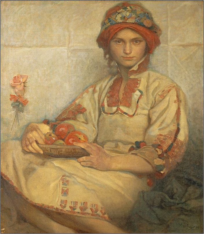 Альфонс Муха. Хорватская девушка с яблоками