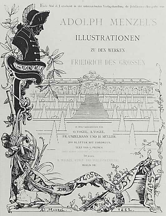 Адольф фон Менцель. Проспект юбилейного издания иллюстраций к книге "Деяния Фридриха Великого"