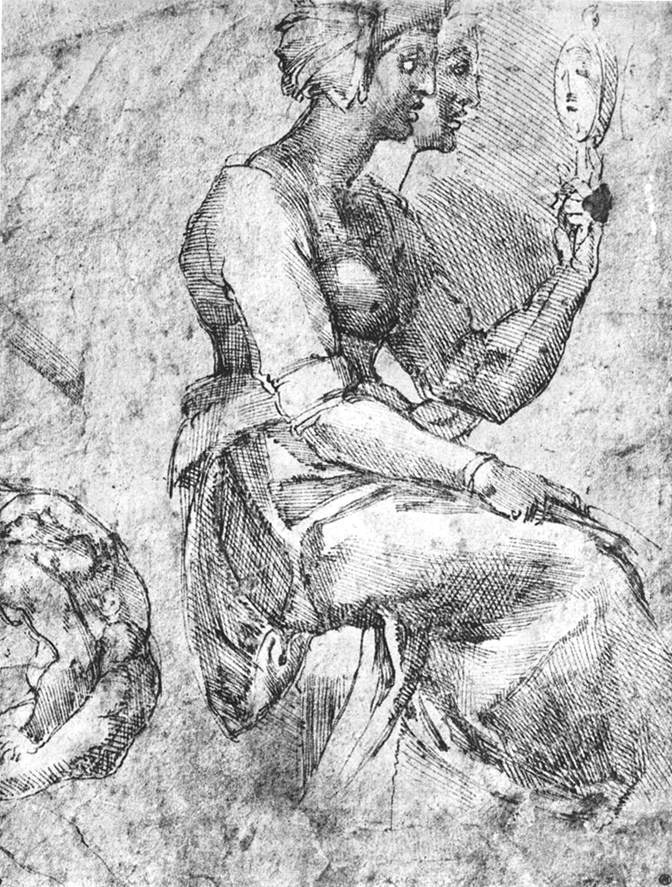 Микеланджело Буонарроти. Этюд фигуры сидящей женщины