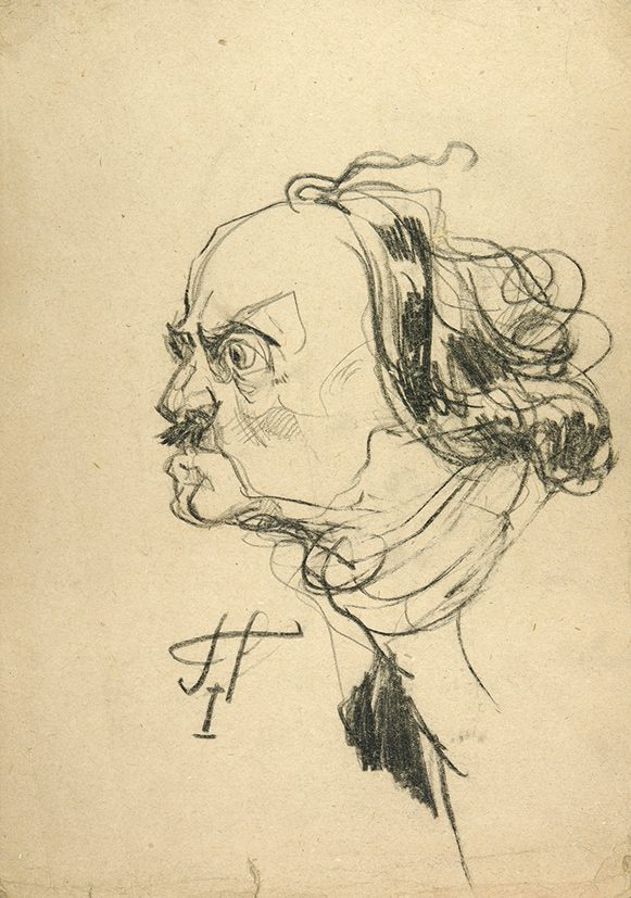 Павел Петрович Соколов - Скаля. Портрет императора Петра I. 1940-е  итальянский карандаш