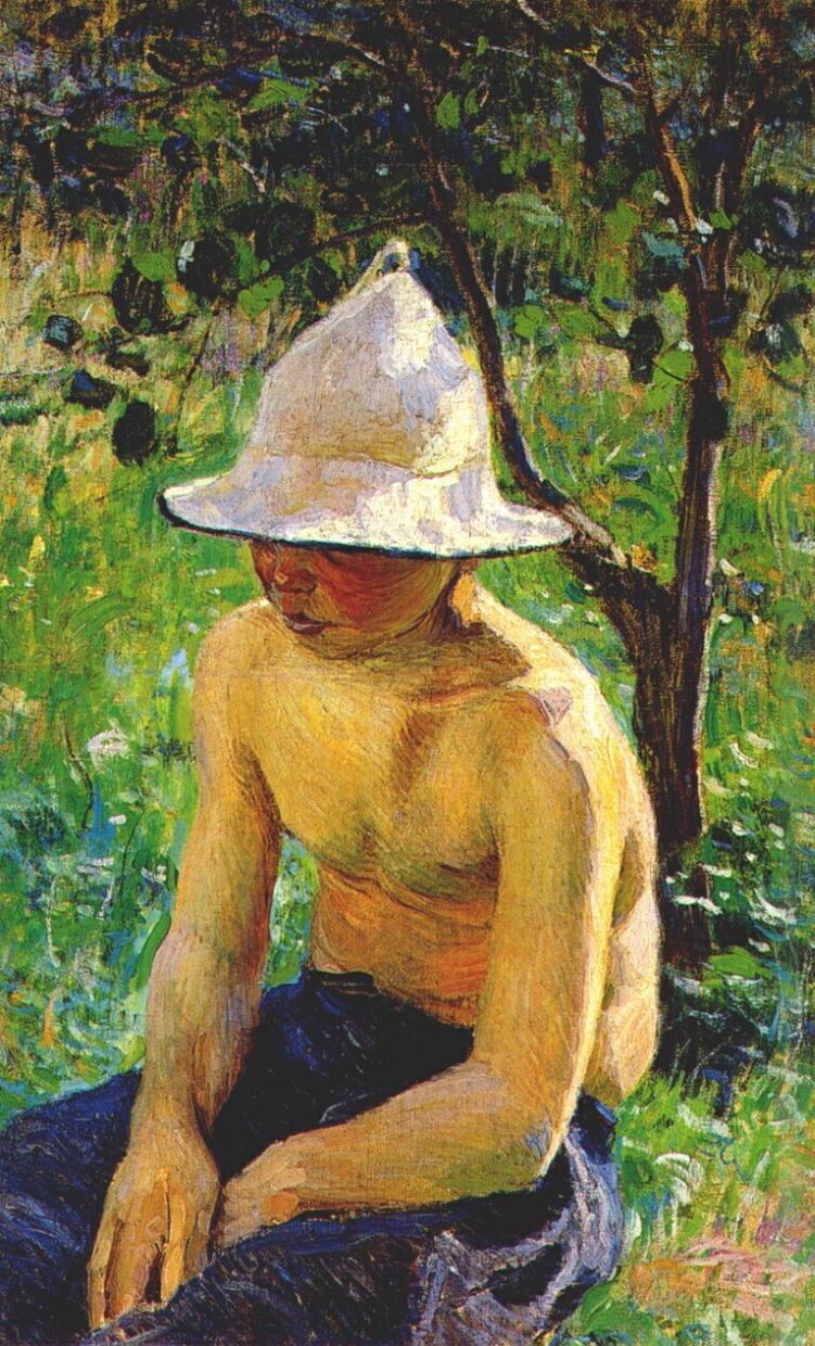 Виктор Эльпидифорович Борисов-Мусатов. Мальчик в шляпе (Обнаженный мальчик в саду)