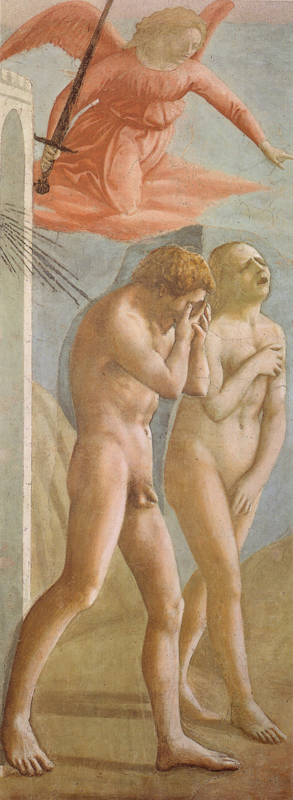 Капелла Бранкаччи. Изгнание Адама и Евы из райского сада. (фреска после реставрации)