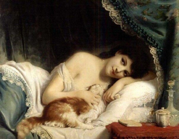 Фриц Зубер-Бюлер. Заплаканная красавица и её кот