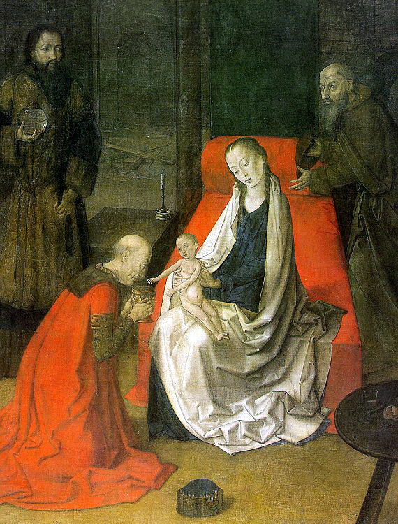 Джоос ван Гент. Поклонение младенцу