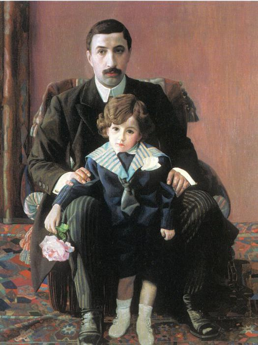 Павел Николаевич Филонов. Портрет Армана Францевича Азибера с сыном