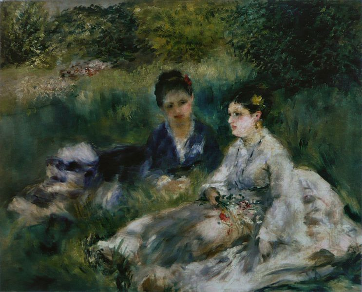 Пьер Огюст Ренуар. На траве (Молодые женщины, сидя в траве)