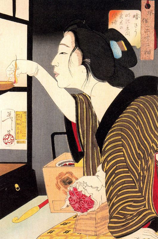 Цукиока Ёситоси. Манерная гейша периода Мэйдзи. Серия "32 женских лика повседневности"