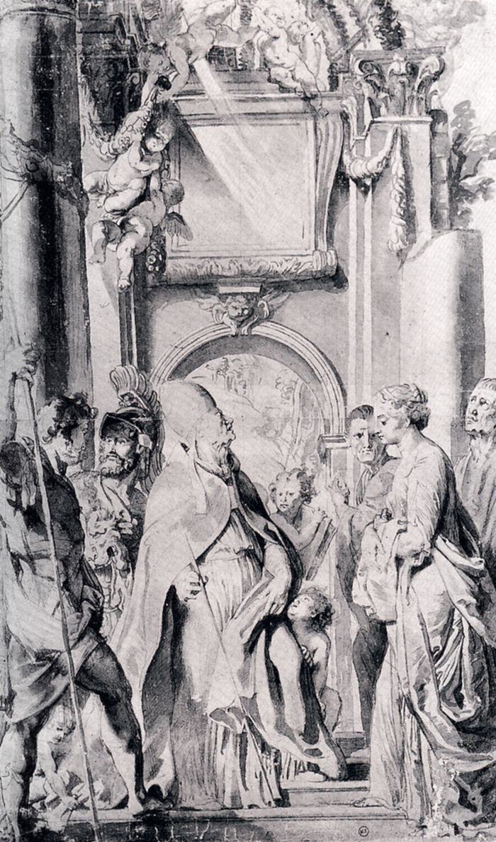 Питер Пауль Рубенс. Святой Григорий со святыми Домициллы, Мавром и Папианом (этюд)