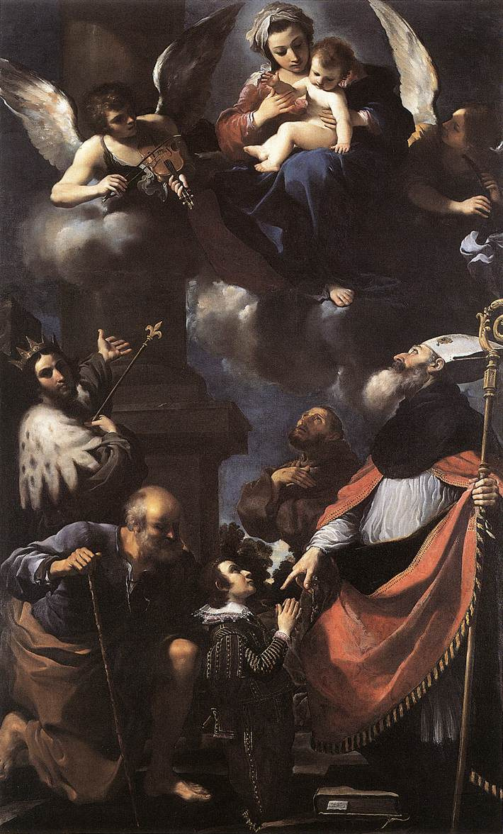Джованни Франческо Гверчино. Пред Богородицей с младенцем
