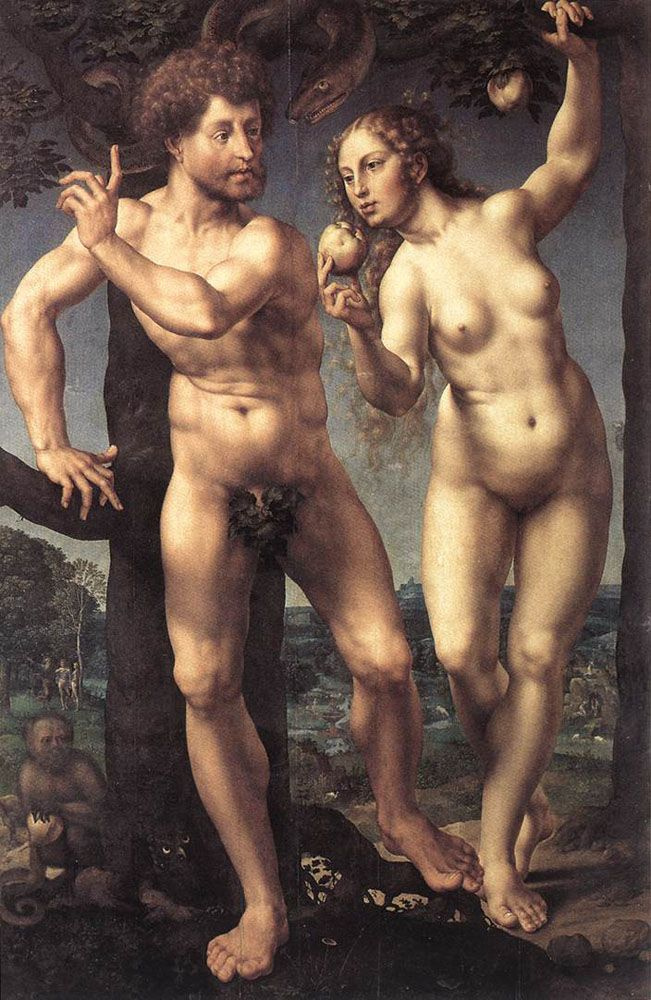 Ян Госсарт. Адам и Ева в саду