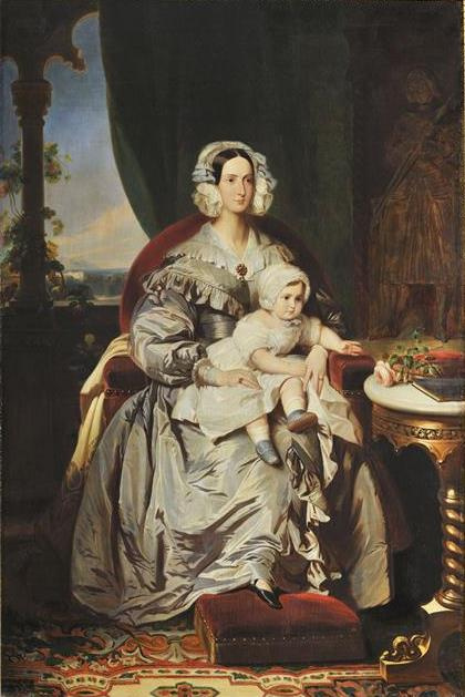 Франц Ксавер Винтерхальтер. Мария Кристина Кэролайн Орлеанская, герцогиня Вютембергская и ее сын Филипп