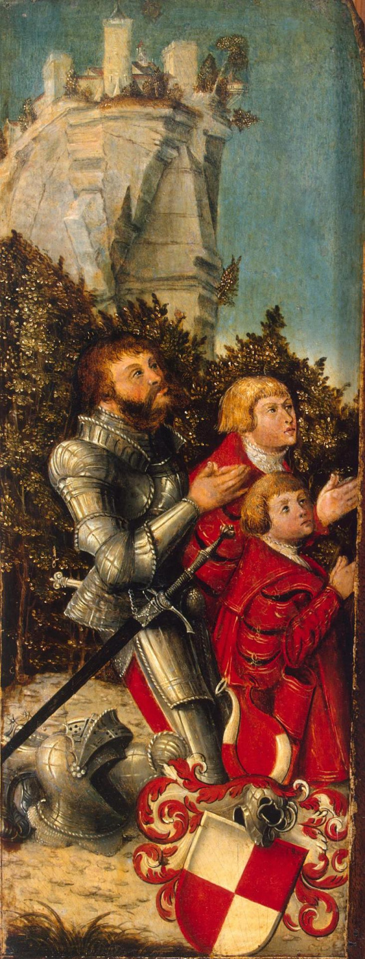 Лукас Кранах Старший. Портрет рыцаря с двумя сыновьями