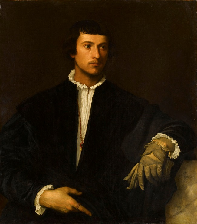 Тициан Вечеллио. Портрет молодого человека с перчатками