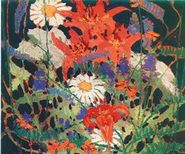 Том Томсон. Marguerites, Wood Lilies and Vetch, summer 1915, oil on wood