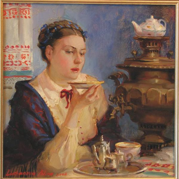 Полина Борисовна Лучанова. Купчиха за чаем.  2004