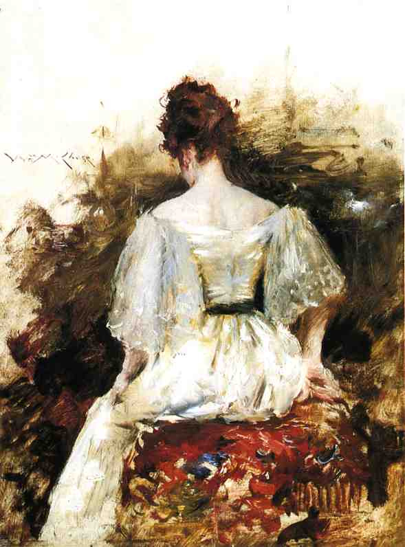 Уильям Меррит Чейз. Портрет женщины в белом платье