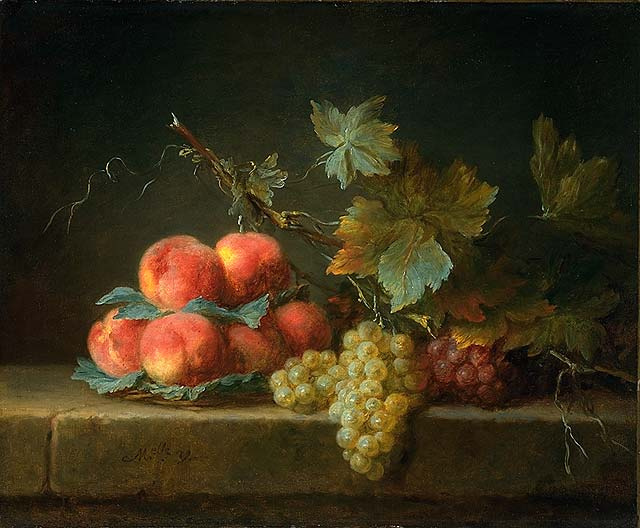 Анна Валайер-Костер. Натюрморт с персиками и виноградом