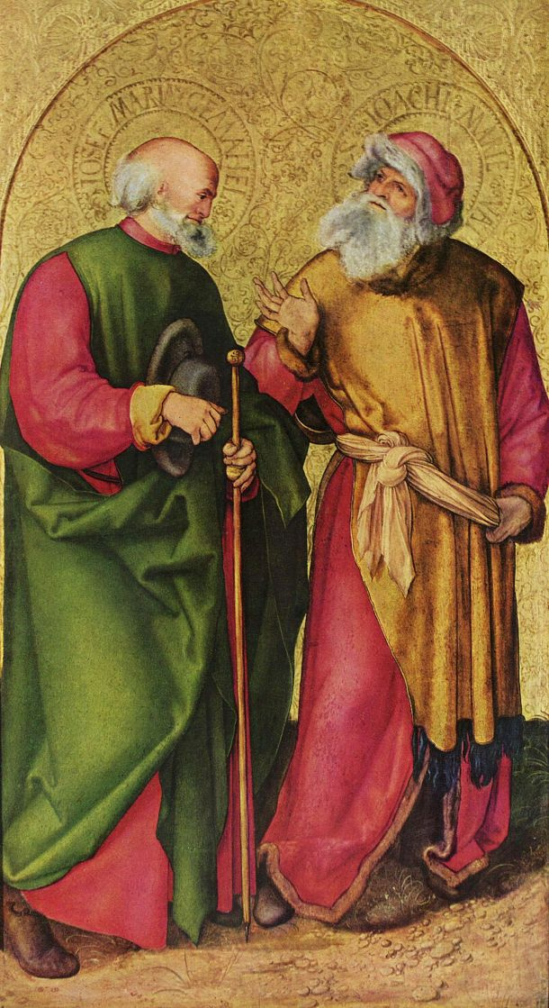 Альбрехт Дюрер. Алтарь трех святых королей, левая створка, сцена: Иосиф и Иоахим