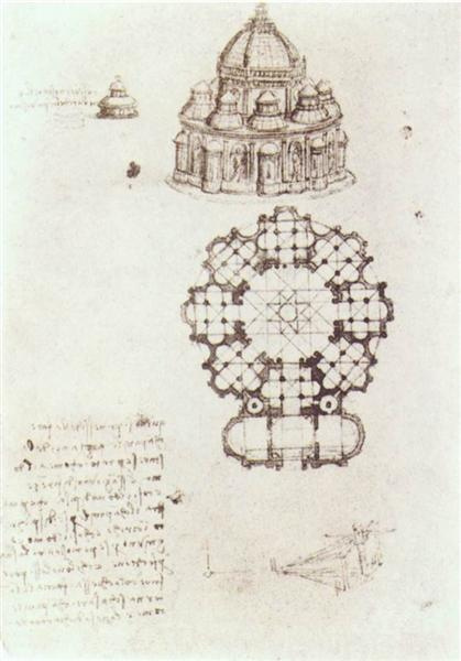 Леонардо да Винчи. Эскиз центральной части церкви
