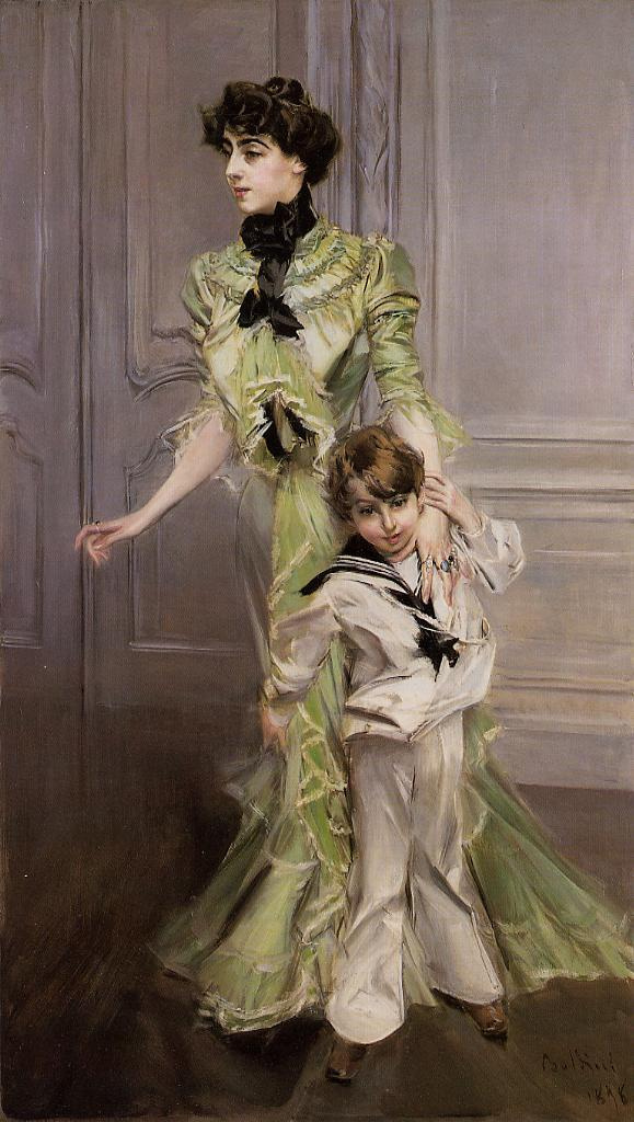 Джованни Больдини. Портрет мадам Жорж Гюго и ее сына Жана