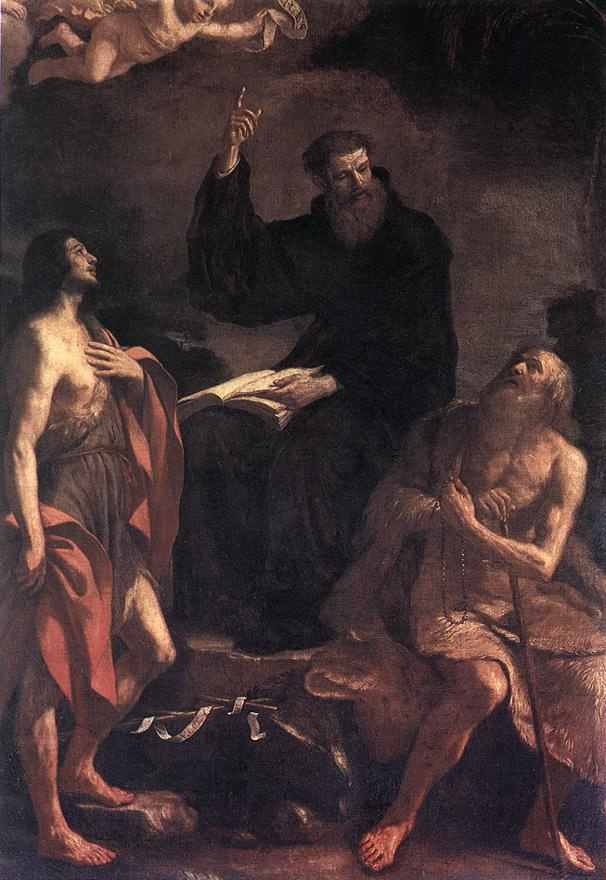 Джованни Франческо Гверчино. Блаженный Августин, Иоанн Предтеча и Павл Отшельник