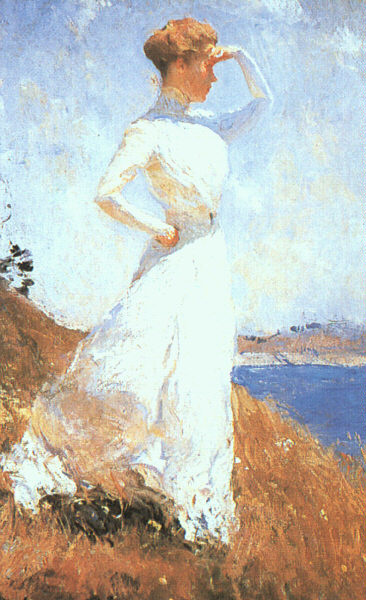 Фрэнк Уэстон Бенсон. Девушка в белом платье смотрит вдаль