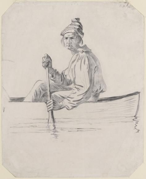 Джордж Калеб Бингем. Рисунок к картине «Торговцы пушниной на реке Миссури»