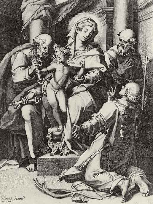 Агостино Карраччи. Мадонна с младенцем и святыми Петром, Стефаном и Франциском