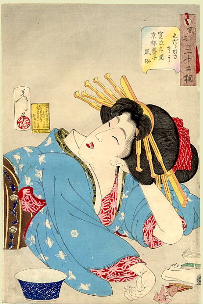 Цукиока Ёситоси. Появление в Киото гейши периода Кансэй. Серия "32 женских лика повседневности"