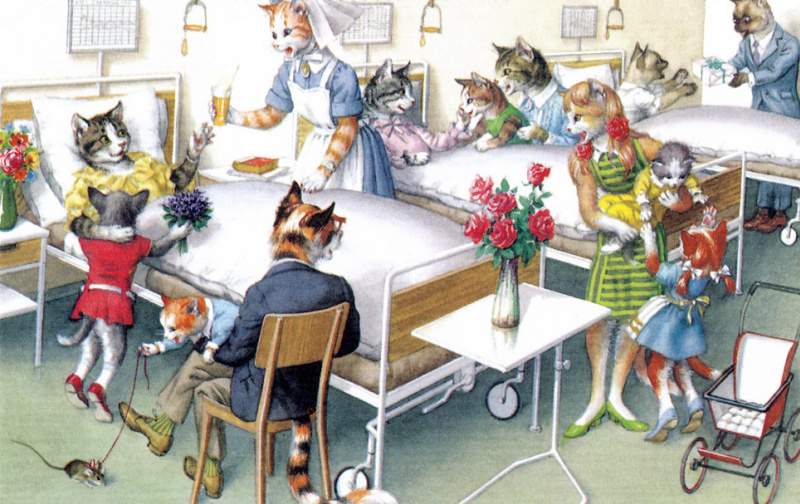 Карандашом, открытка в больнице