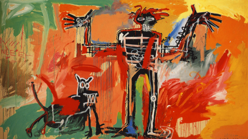 Жан-Мишель Баския - Мальчик и собака, 1982, 421×240 см: Описание