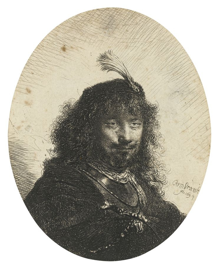 Рембрандт Харменс ван Рейн. Автопортрет (?) в берете с пером