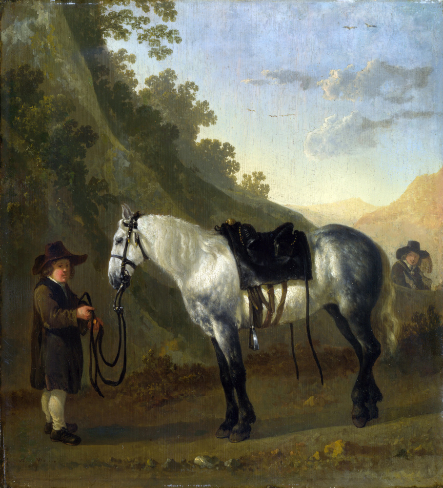 Абрахам ван Калрает. Мальчик держит серую лошадь