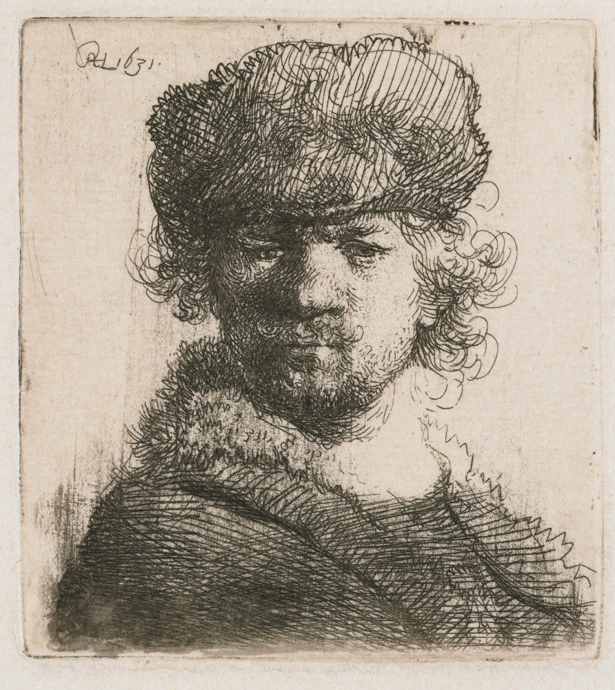 Рембрандт Харменс ван Рейн. Автопортрет в круглой меховой шапке