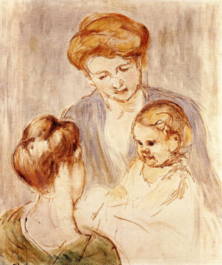 Мэри Кассат. Младенец, улыбающийся двум молодым женщинам