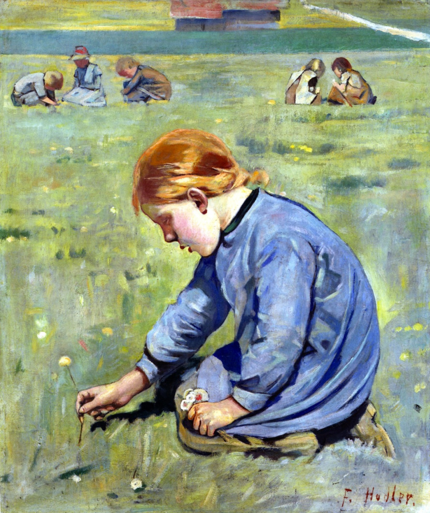 Фердинанд Ходлер. Девочка собирает цветы