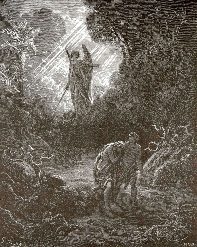Поль Гюстав Доре. Иллюстрации к Библии: изгнание Адама и Евы из рая
