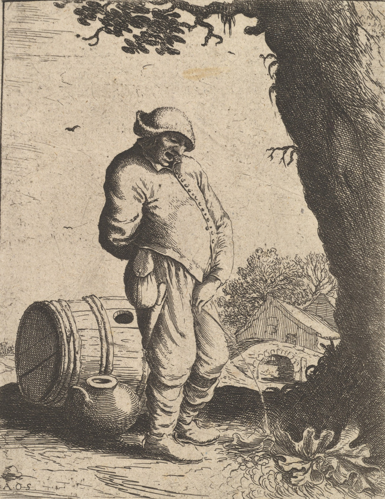 Адриан Янс ван Остаде. Крестьянин, справляющий нужду у дерева
