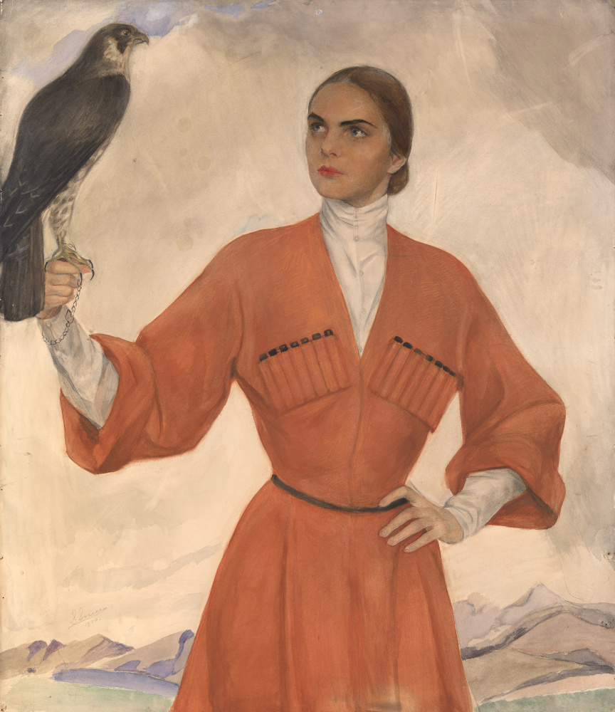 Савелий Абрамович Сорин. Девушка с соколом (портрет Лиз Алтемус — Типпет Уитни).  1925 .