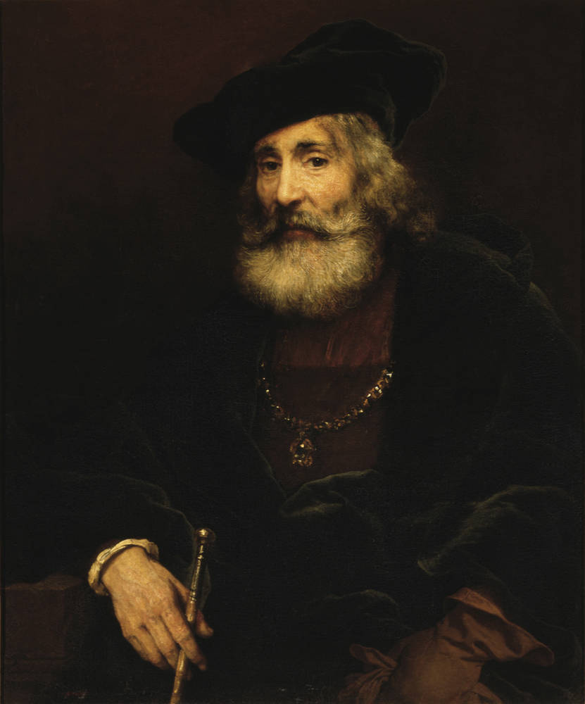 Рембрандт Харменс ван Рейн. Портрет старика в шляпе и с палкой