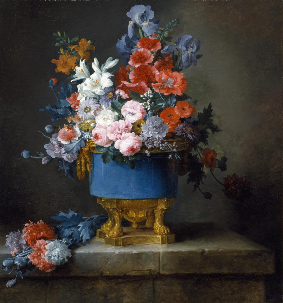 Анна Валайер-Костер. Букет цветов в голубой вазе