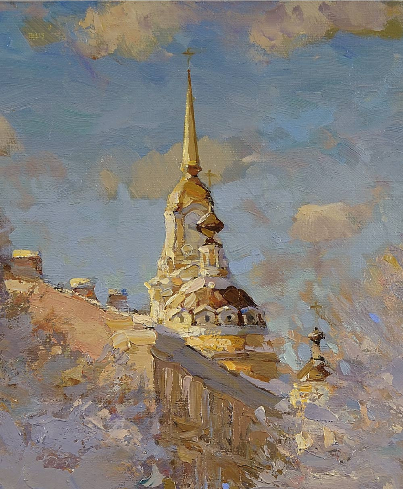 Александр Викторович Шевелёв - Рыбинск. Набережная зимой. Холст