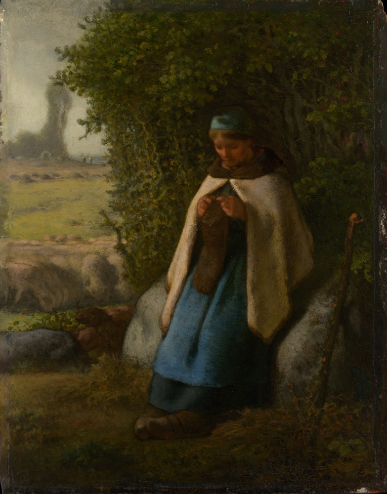 Жан-Франсуа Милле. Пастушка, сидящая на камне