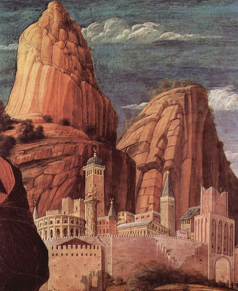 Андреа Мантенья. Христос в Гефсиманском саду, деталь: Пейзаж с городом